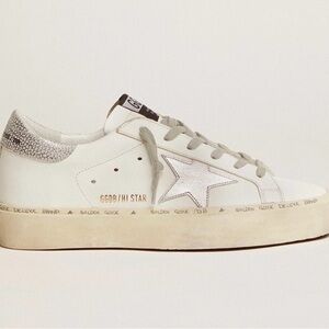 Golden Goose White Leather Sneaker with Silver Star